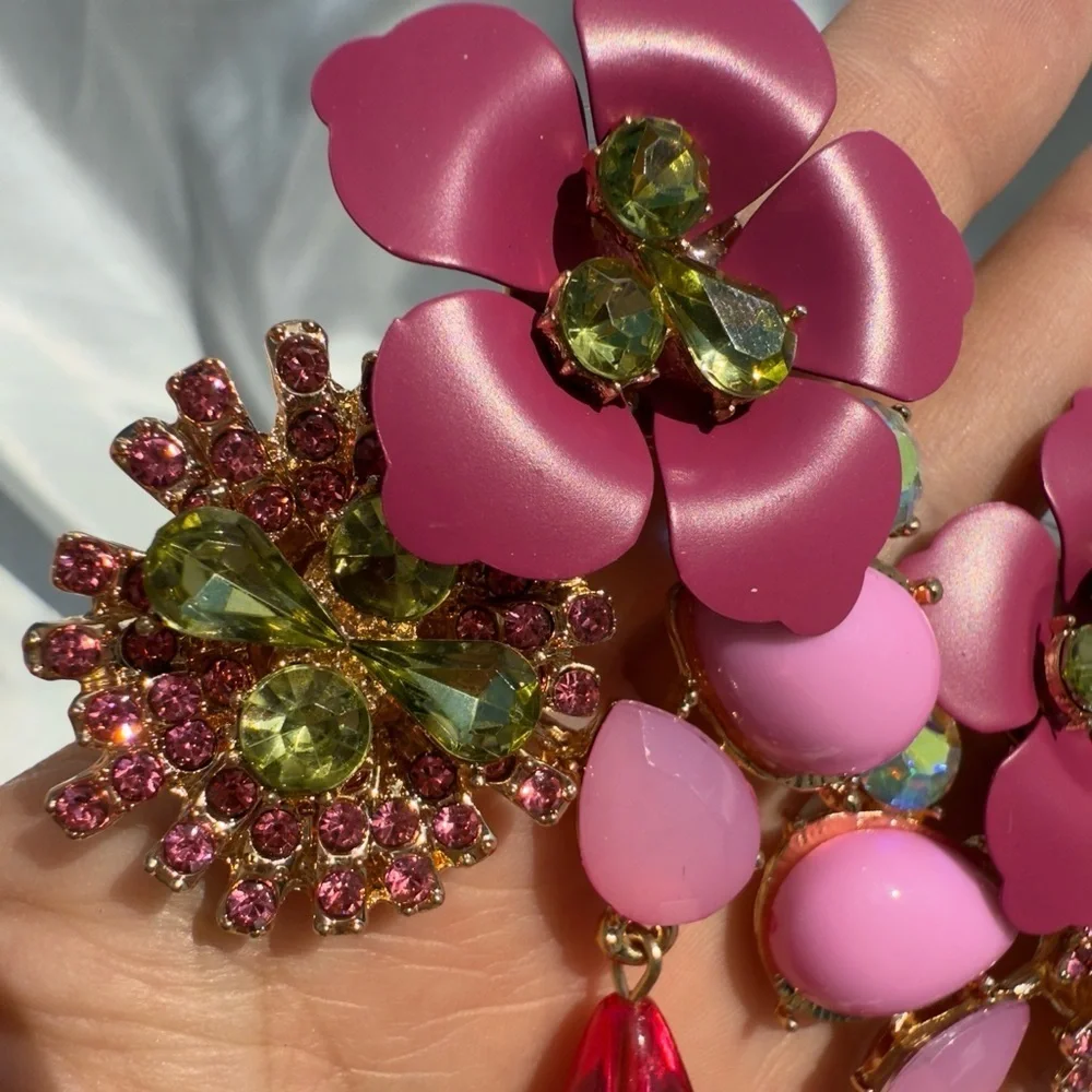 New Flowers ..Floral Multicolor water droplet Earrings